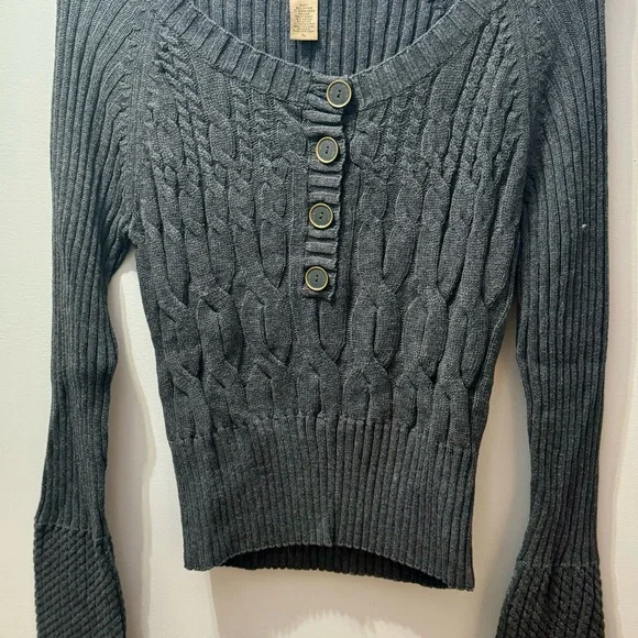 Ruff Hewn Grey Sweater, Long Sleeve, Top half buttons, Women's Size XL - Picture 1 of 3